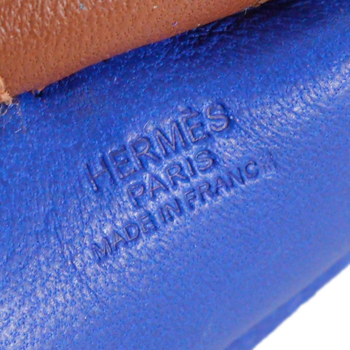 [Pre-loved] HERMES bag charm Rodeo PM Bleu Electrique/Bleu Izmir/Fauve Agneau Milo[LIKE NEW][Authentic]
