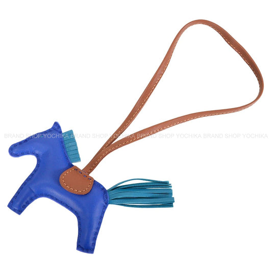[Pre-loved] HERMES bag charm Rodeo PM Bleu Electrique/Bleu Izmir/Fauve Agneau Milo[LIKE NEW][Authentic]