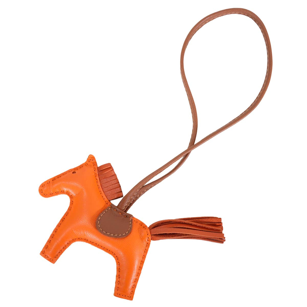 HERMES bag charm Rodeo PM Feu Orange/Cornaline/Fauve Agneau Milo[EXCELLENT][Authentic]