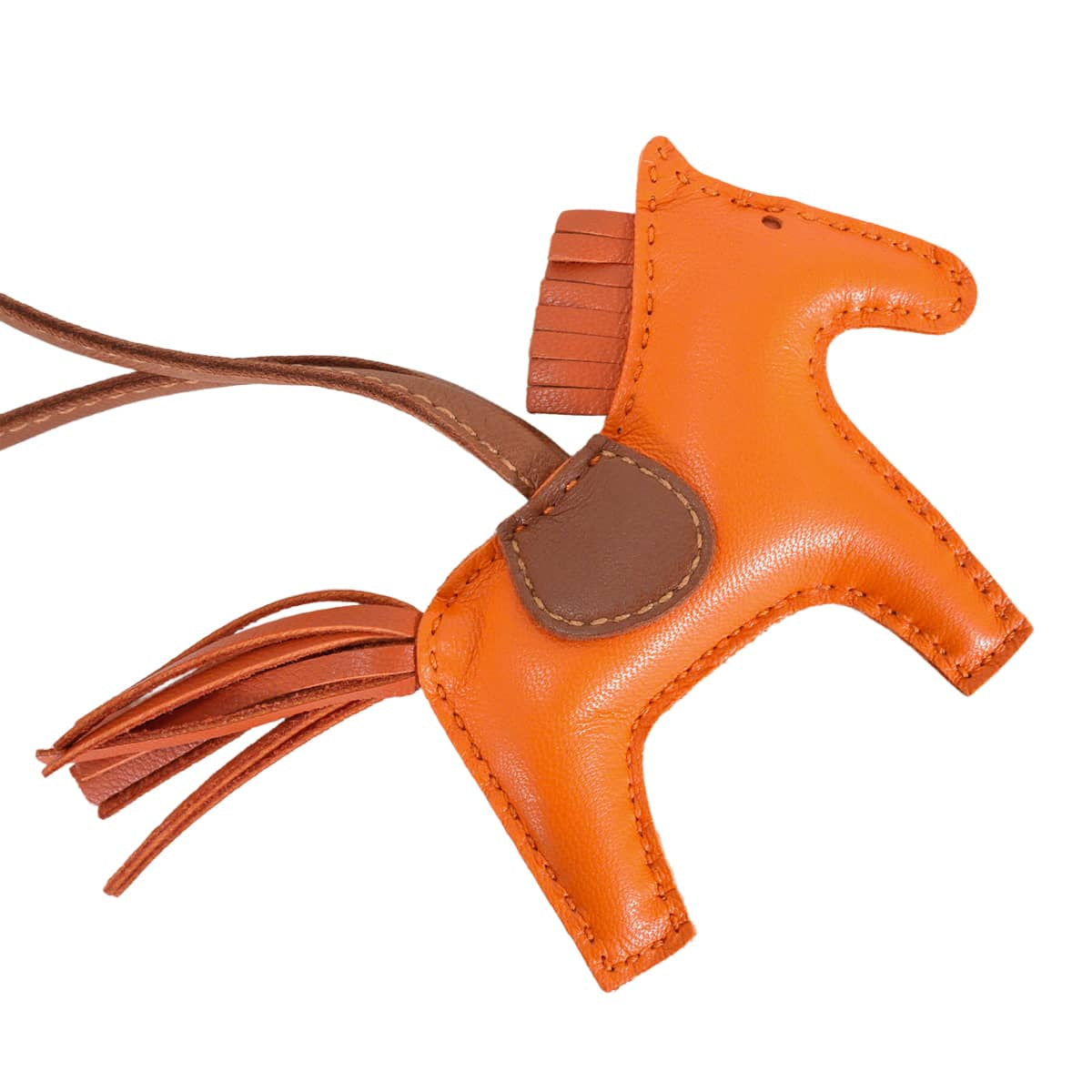 HERMES bag charm Rodeo PM Feu Orange/Cornaline/Fauve Agneau Milo[EXCELLENT][Authentic]