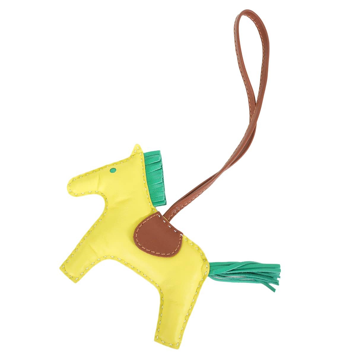 HERMES bag charm Rodeo MM Lime/Menthe (Mint)/Fauve Agneau Milo[EXCELLENT][Authentic]