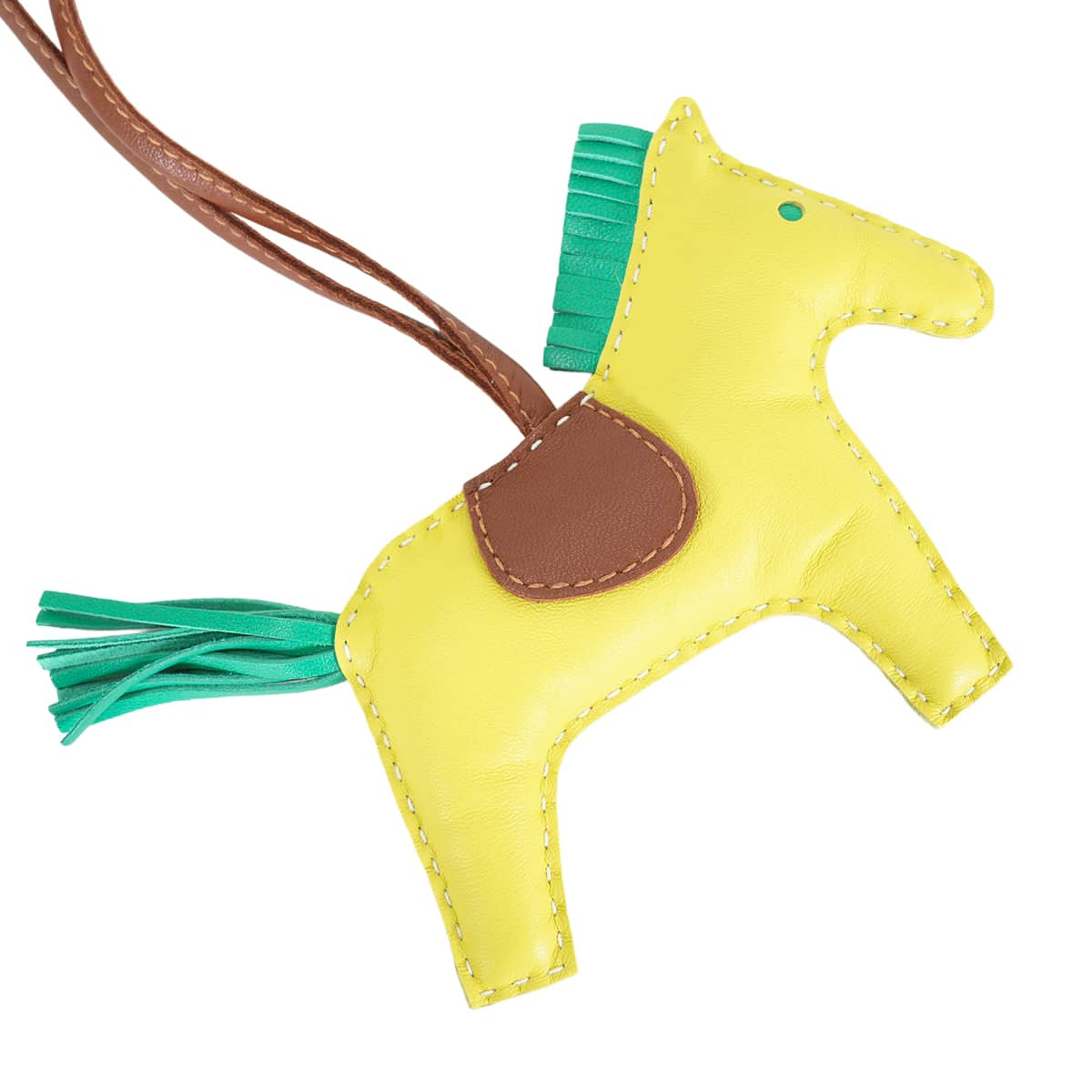 HERMES bag charm Rodeo MM Lime/Menthe (Mint)/Fauve Agneau Milo[EXCELLENT][Authentic]