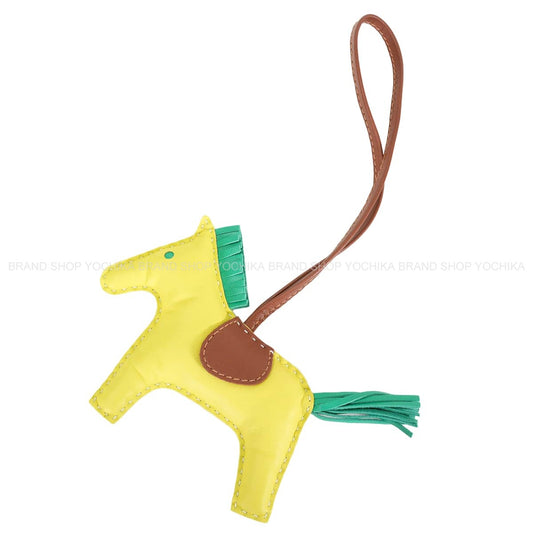 HERMES bag charm Rodeo MM Lime/Menthe (Mint)/Fauve Agneau Milo[EXCELLENT][Authentic]