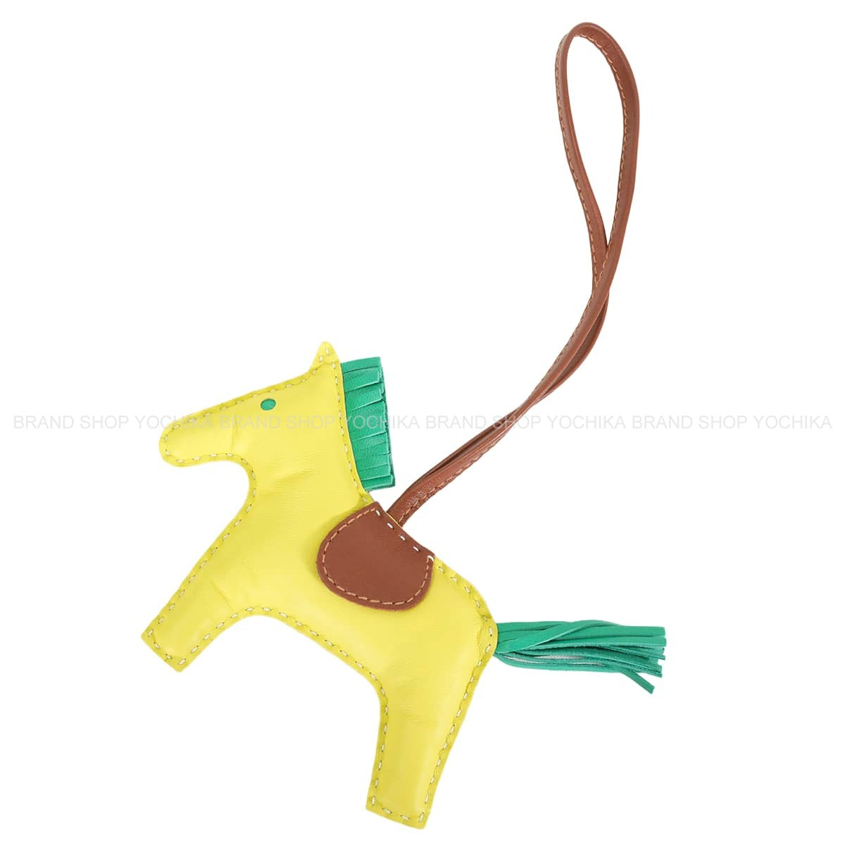HERMES bag charm Rodeo MM Lime/Menthe (Mint)/Fauve Agneau Milo[EXCELLENT][Authentic]