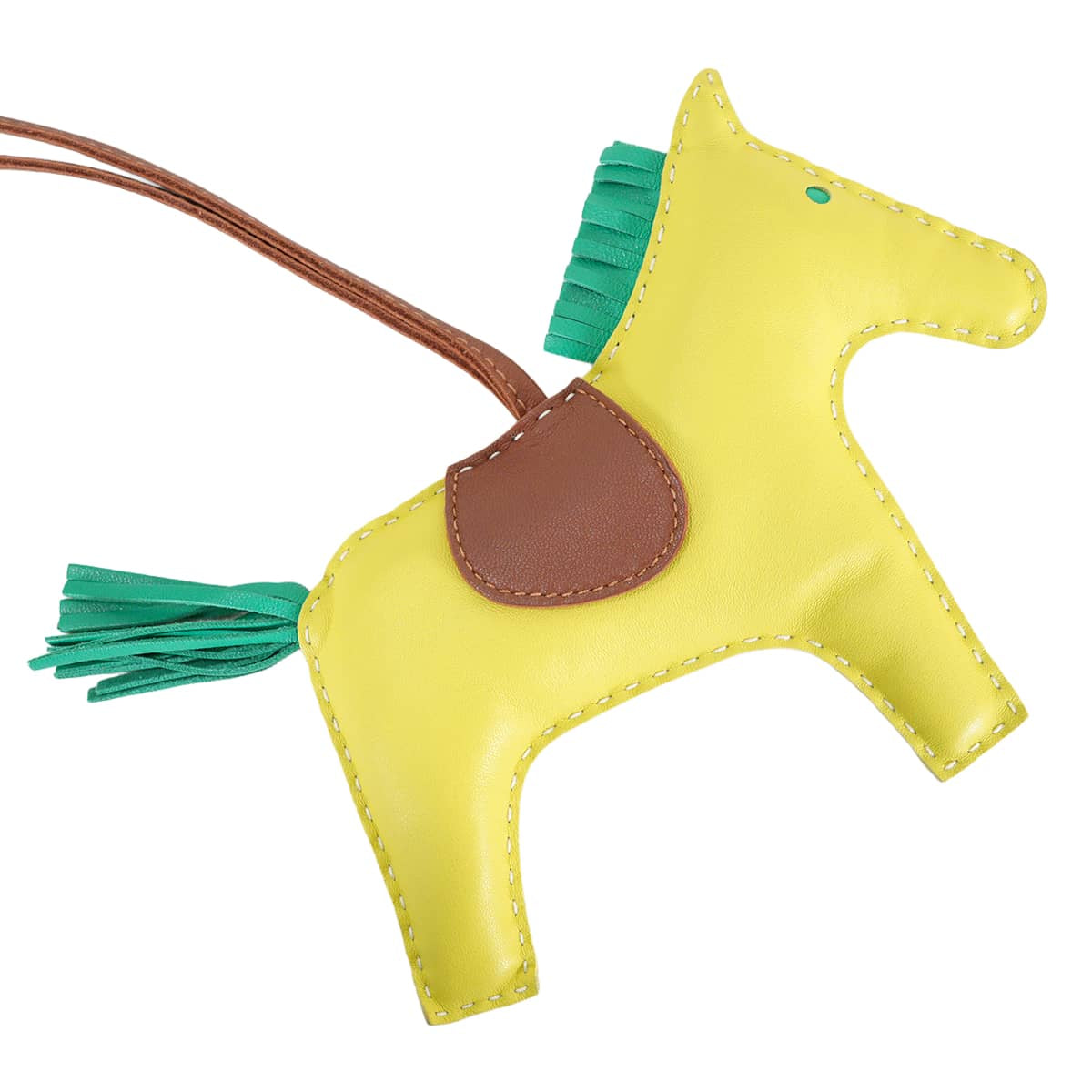 HERMES bag charm Rodeo GM Lime/Menthe (Mint)/Fauve Agneau Milo[EXCELLENT][Authentic]