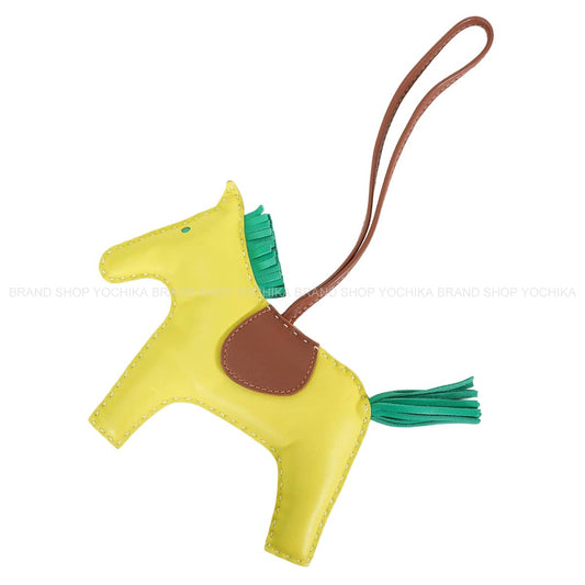 HERMES bag charm Rodeo GM Lime/Menthe (Mint)/Fauve Agneau Milo[EXCELLENT][Authentic]