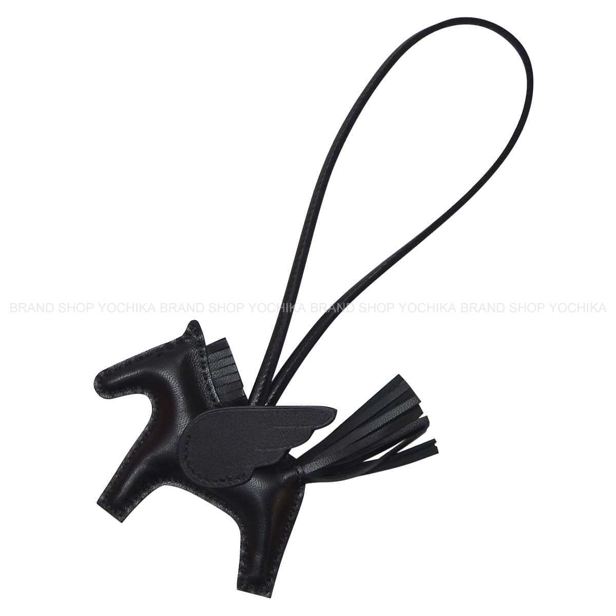HERMES bag charm Rodeo Pegasus PM SO BLACK Noir (Black) Agneau Milo/Veau Swift Stamp K[EXCELLENT][Authentic]