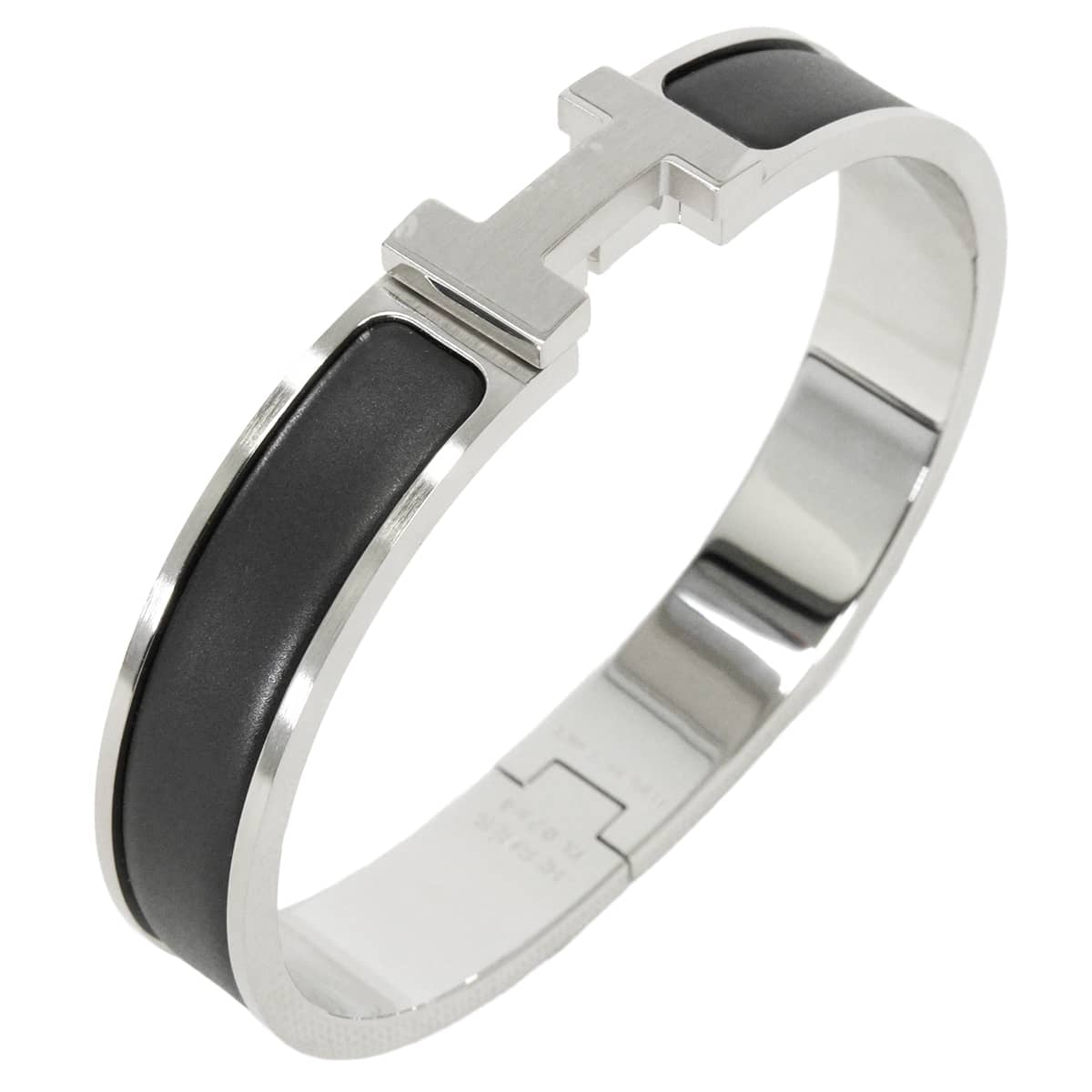 HERMES bracelet Men's Clic HH #T5 MatteNoir matte Silver plated Silver HW[BRAND NEW][Authentic]