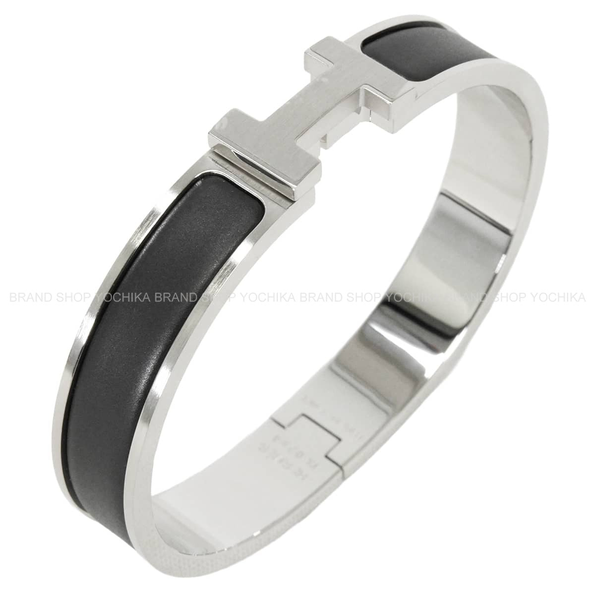 HERMES bracelet Men's Clic HH #T5 MatteNoir matte Silver plated Silver HW[BRAND NEW][Authentic]