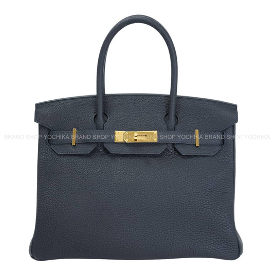 [Pre-loved] HERMES Handbag Birkin30 Blue Indigo Veau Togo Gold HW Stamp U[LIKE NEW][Authentic]