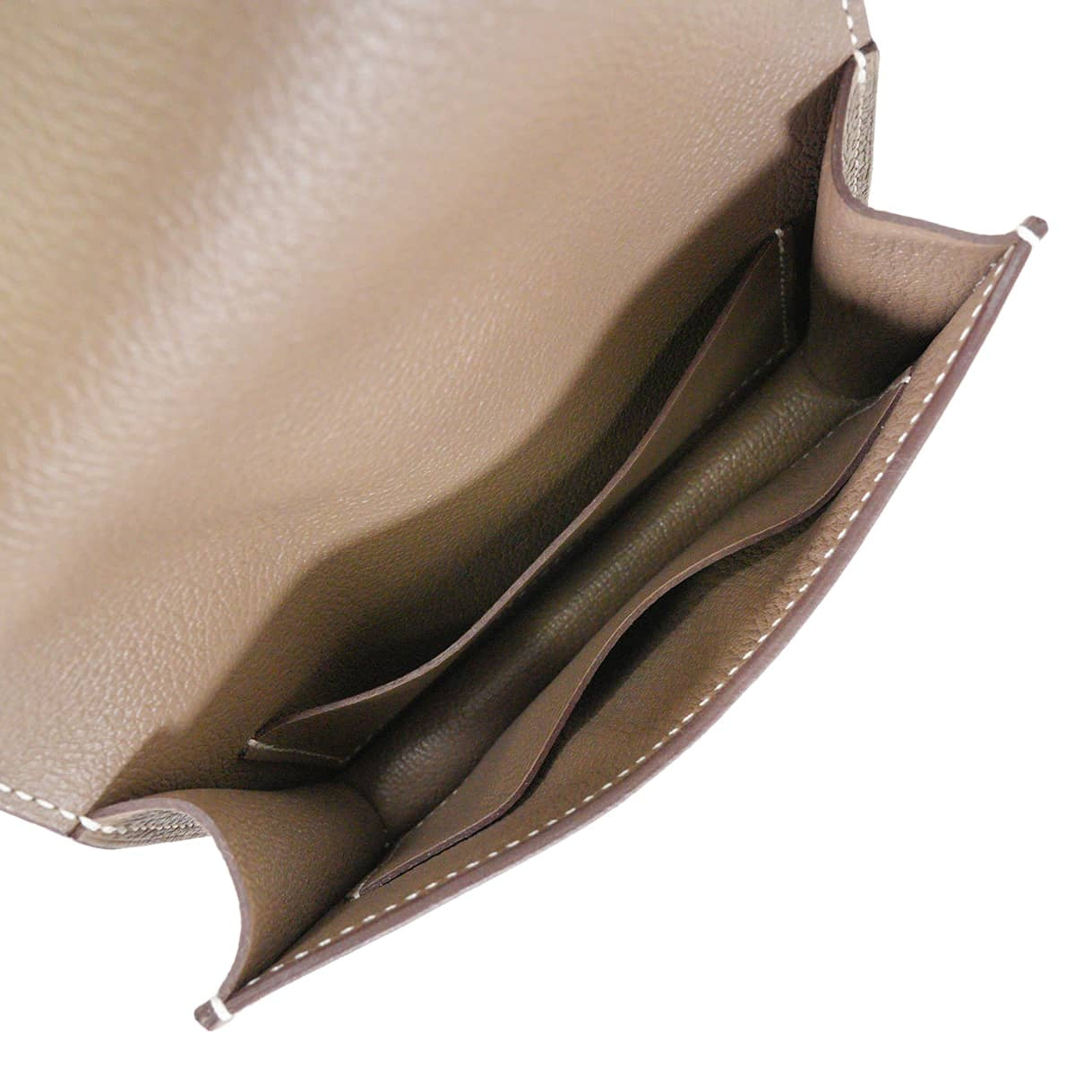 HERMES Bi-fold wallet Constance Slim Etoupe Evercolor Silver HW Stamp U[EXCELLENT][Authentic]