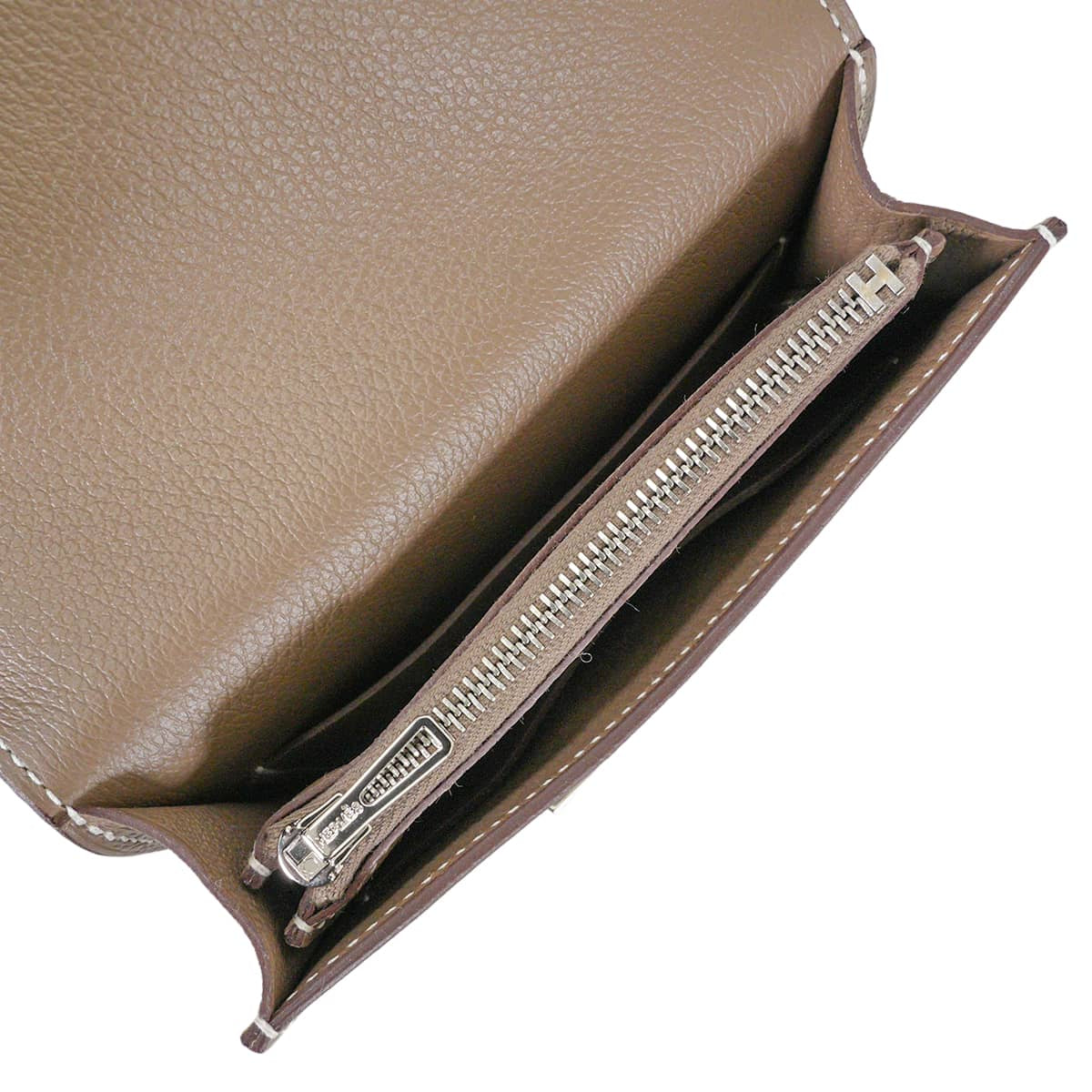 HERMES Bi-fold wallet Constance Slim Etoupe Evercolor Silver HW Stamp U[EXCELLENT][Authentic]