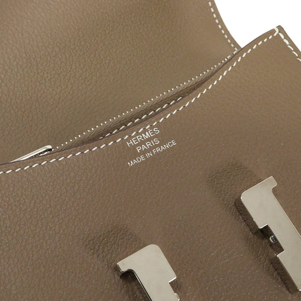 HERMES Bi-fold wallet Constance Slim Etoupe Evercolor Silver HW Stamp U[EXCELLENT][Authentic]