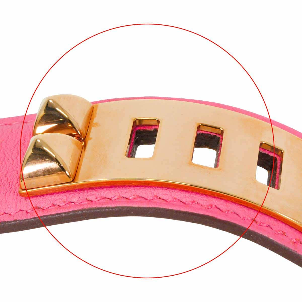 [Pre-loved] HERMES bracelet Bangle COLLIER DE CHIEN24 #T2 Rose Azalee Veau Swift Gold HW Stamp Z[LIKE NEW][Authentic]