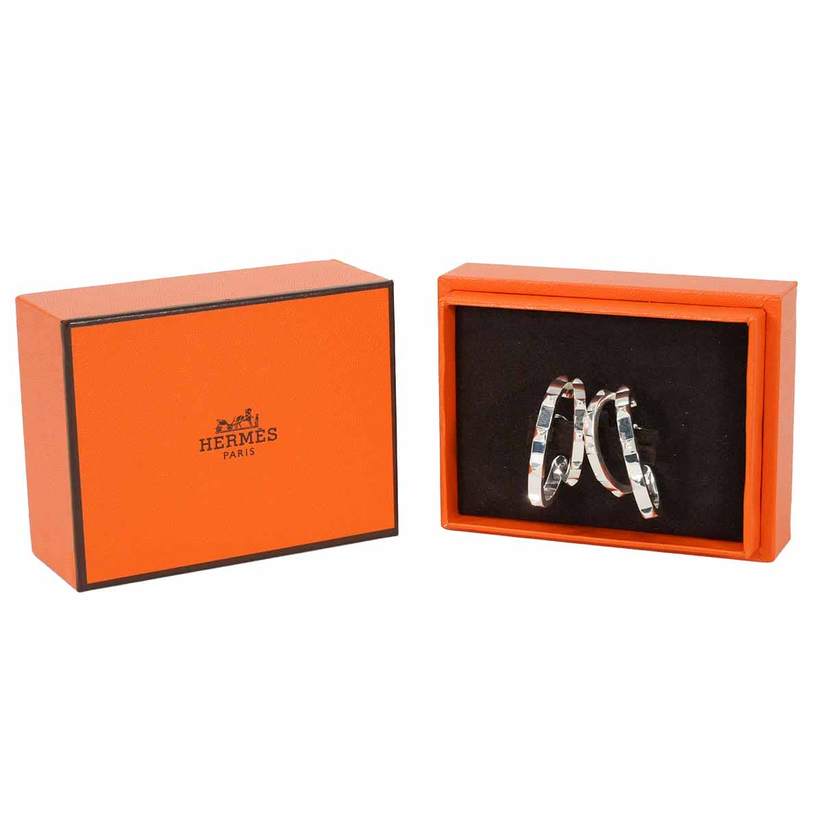 HERMES pierced earring Clou d'H Double Tour Silver Silver925 (SV925 Ag925)[EXCELLENT][Authentic]