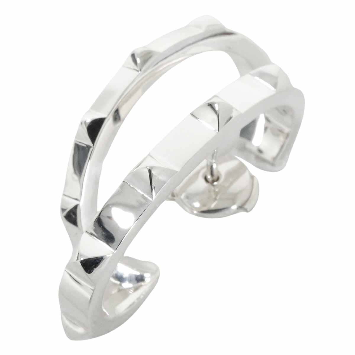 HERMES pierced earring Clou d'H Double Tour Silver Silver925 (SV925 Ag925)[EXCELLENT][Authentic]