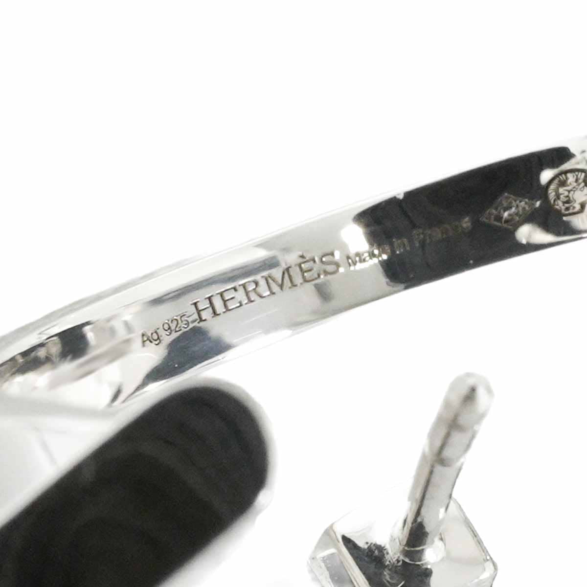 HERMES pierced earring Clou d'H Double Tour Silver Silver925 (SV925 Ag925)[EXCELLENT][Authentic]