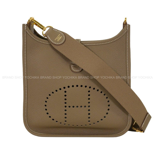 HERMES Shoulder bag Evelyne 23 Etoupe Taurillon Leather Gold HW Stamp G[BRAND NEW][Authentic]