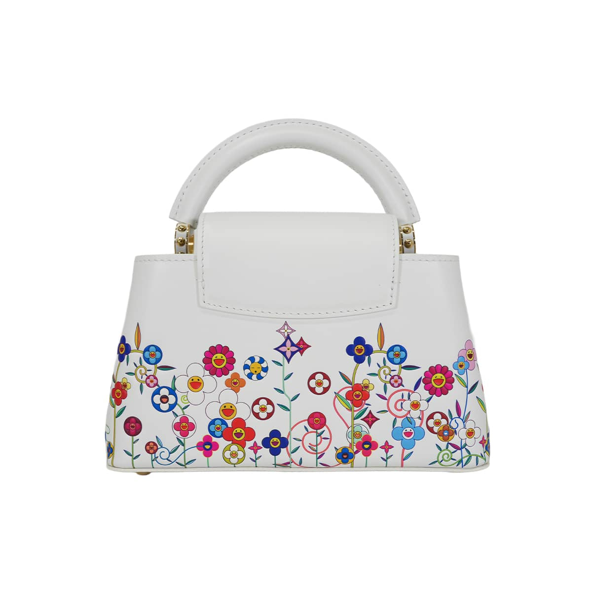LOUIS VUITTON Handbag LV×TM Takashi Murakami Capucines EW Mini Blanc (White)/Multicolor Calf Leather Gold HW M13246[EXCELLENT][Authentic]