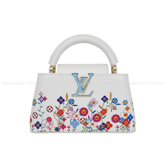 LOUIS VUITTON Handbag LV×TM Takashi Murakami Capucines EW Mini Blanc (White)/Multicolor Calf Leather Gold HW M13246[EXCELLENT][Authentic]
