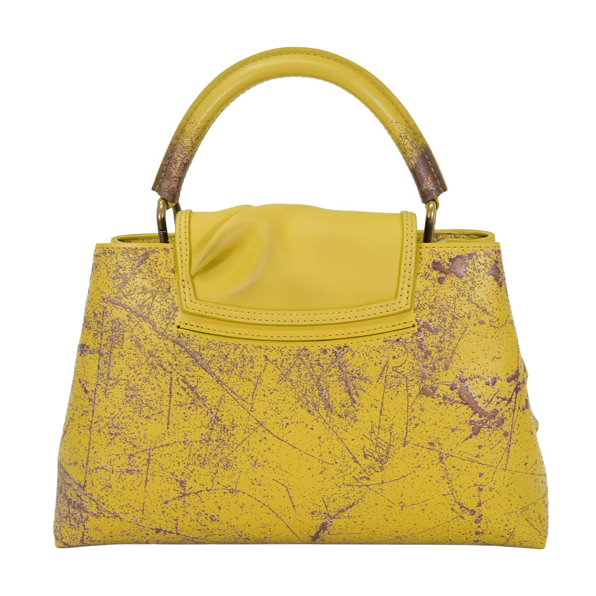 LOUIS VUITTON Handbag LV x KY Kennedy Yanko Artycapucines MMMustard/Brown/Light Gray Cow Leather/Rubber Antique Gold HW M21338[EXCELLENT][Authentic]