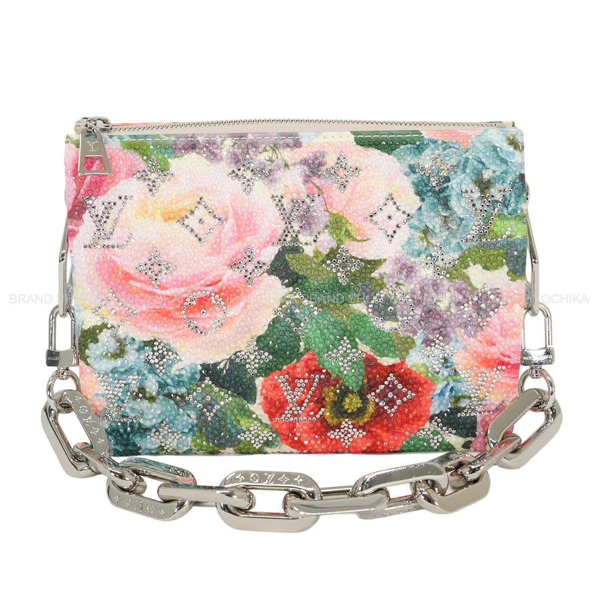 [Pre-loved] LOUIS VUITTON Shoulder bag Coussin BB Monogram Flower Blanc (White)/Beige/Multicolor Cow Leather/Cotton/Sequins Silver HW M21157[LIKE NEW][Authentic]