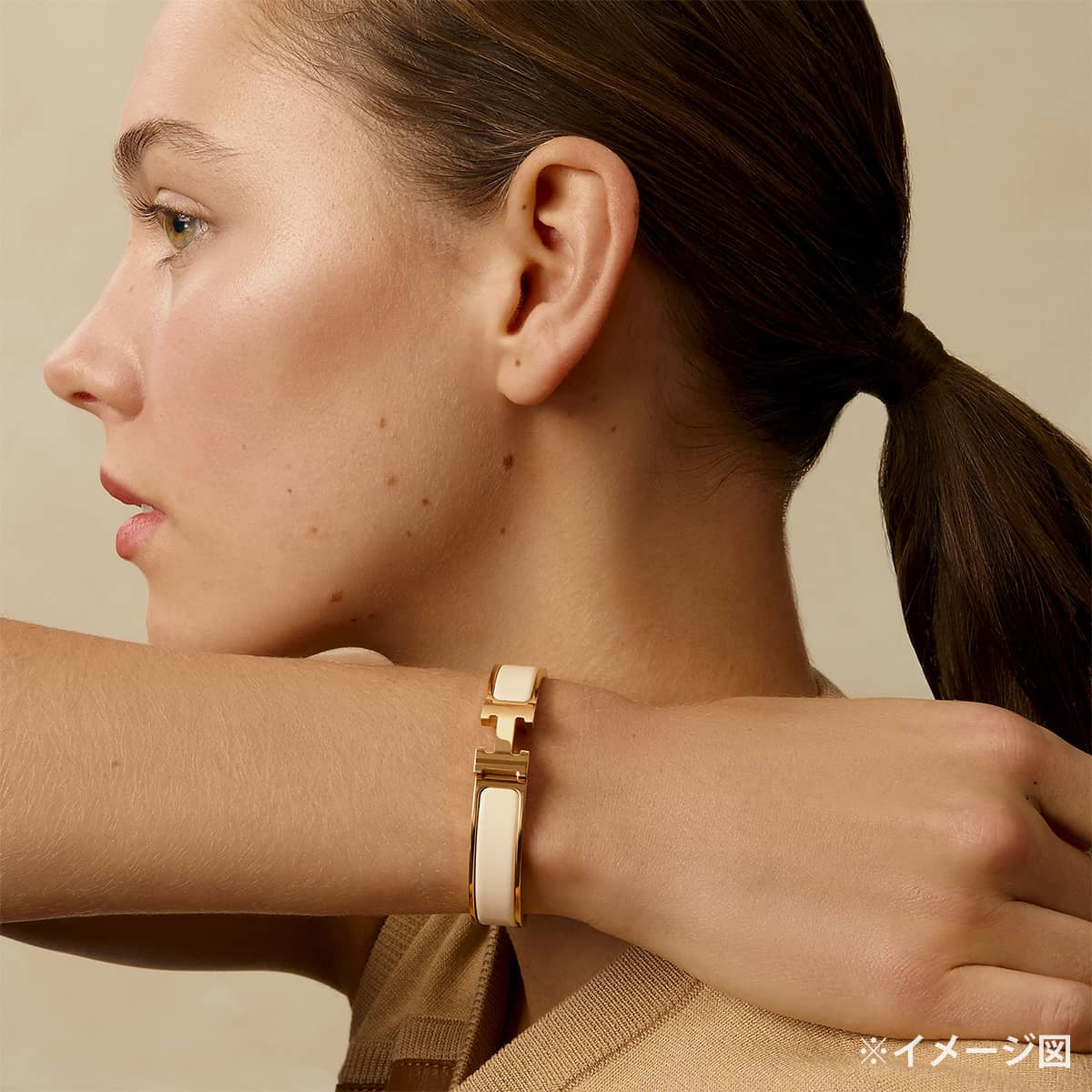HERMES bracelet Clic H GMCream Rose Gold plated/Lacquer[BRAND NEW][Authentic]