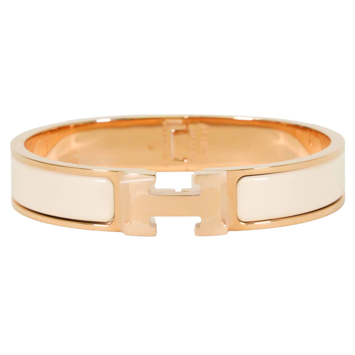 HERMES bracelet Clic H GMCream Rose Gold plated/Lacquer[BRAND NEW][Authentic]