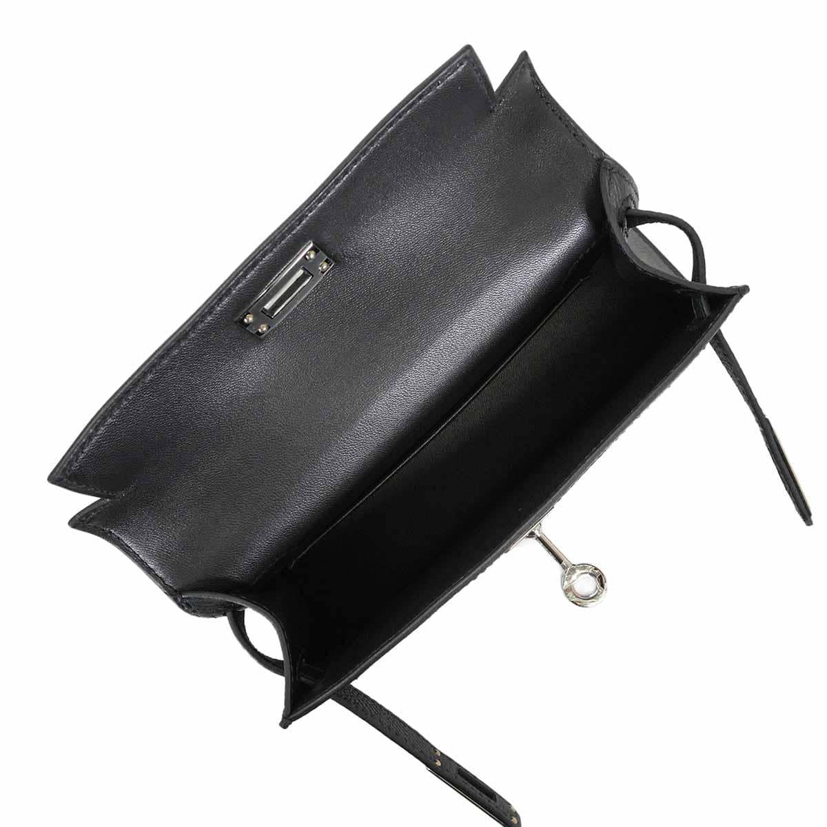 HERMES Shoulder bag Kelly mini 2 Kelly20 Noir (Black) Veau Epsom Silver HW Stamp G[EXCELLENT][Authentic]