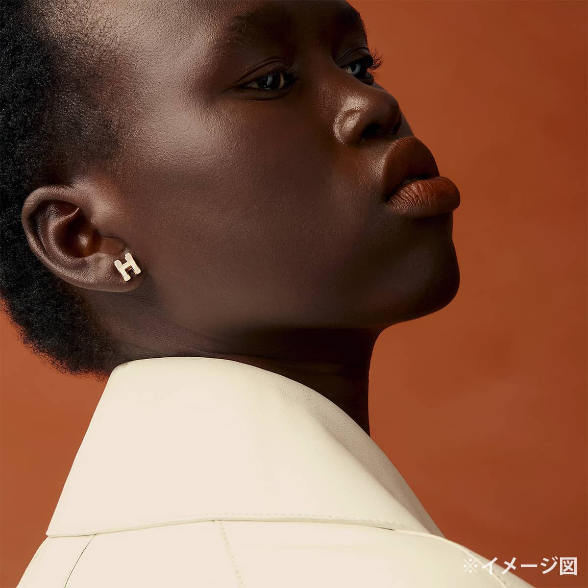 HERMES pierced earring Mini Pop H Earring Blanc (White) Rose Gold plated/Lacquer[BRAND NEW][Authentic]
