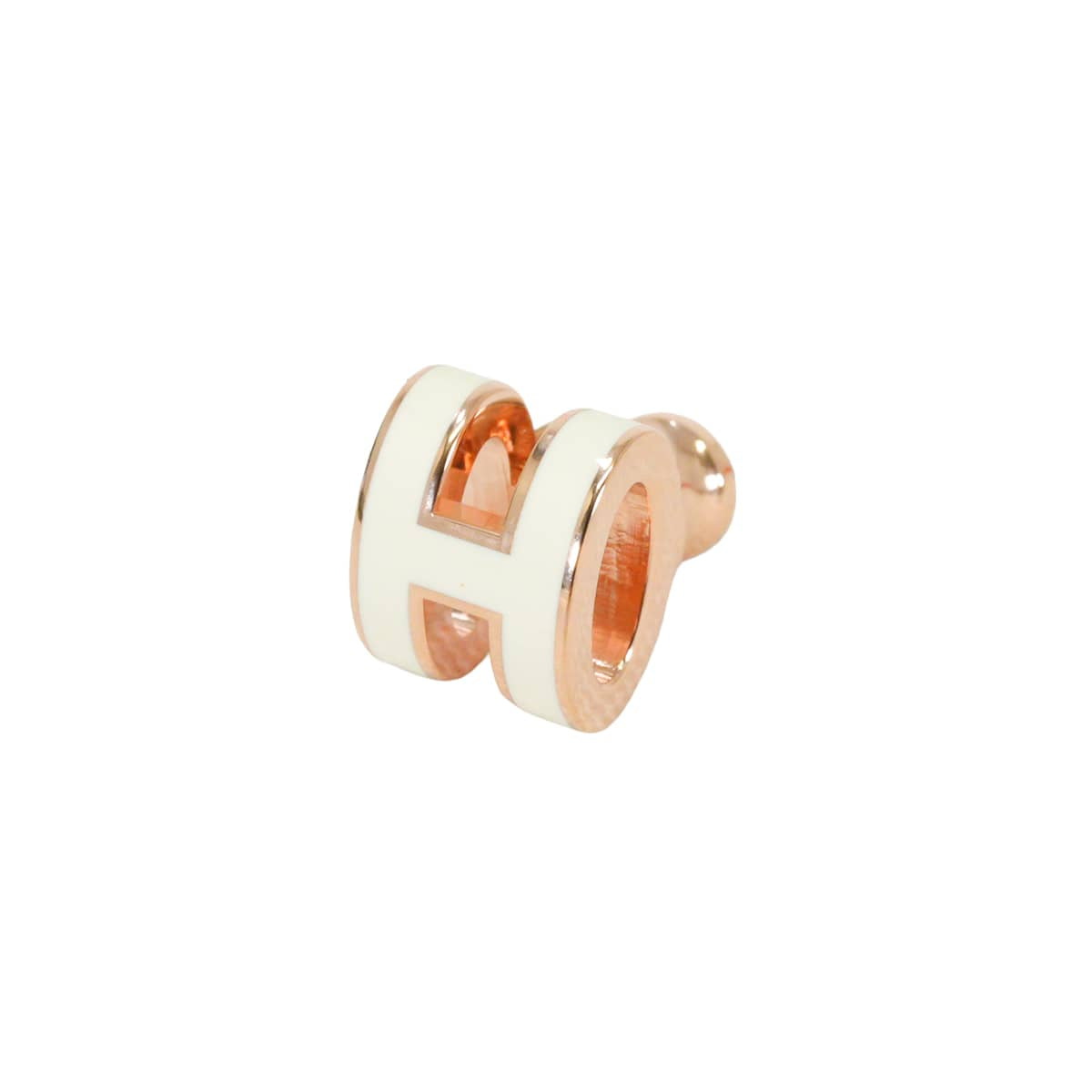 HERMES pierced earring Mini Pop H Earring Blanc (White) Rose Gold plated/Lacquer[BRAND NEW][Authentic]
