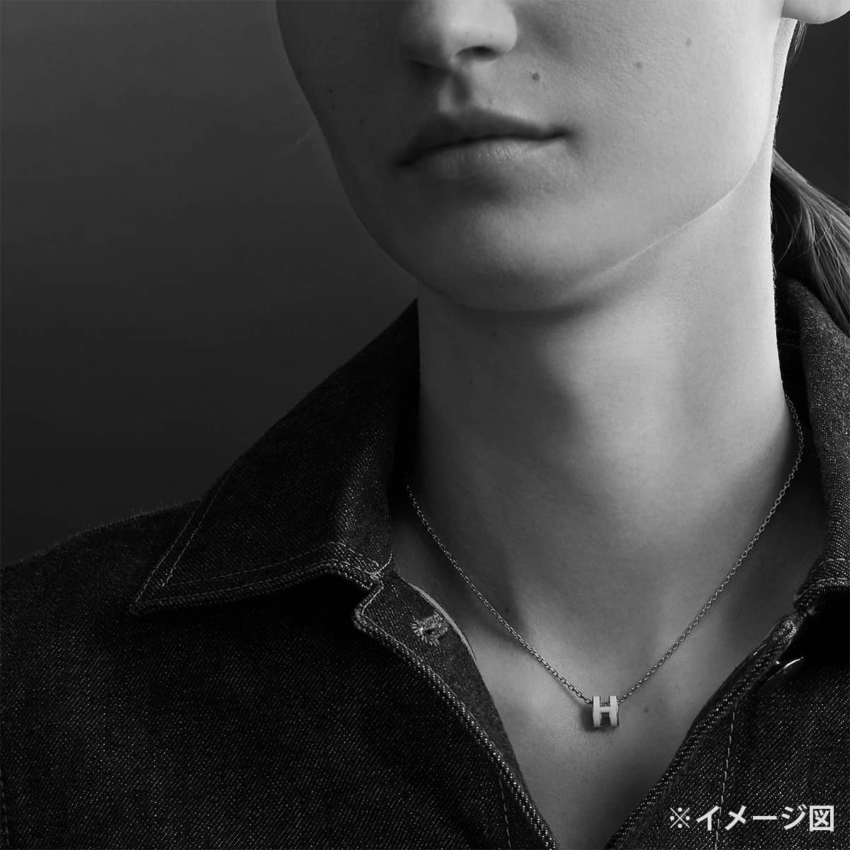 HERMES necklace Mini Pop H Pendant Marron Grace Rose Gold plated/Lacquer[BRAND NEW][Authentic]