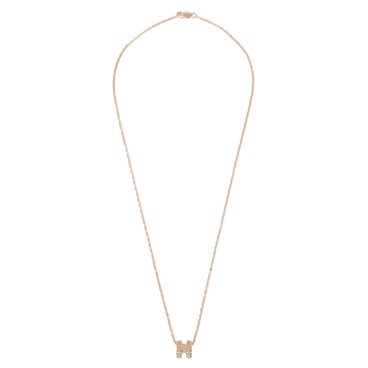 HERMES necklace Mini Pop H Pendant Marron Grace Rose Gold plated/Lacquer[BRAND NEW][Authentic]