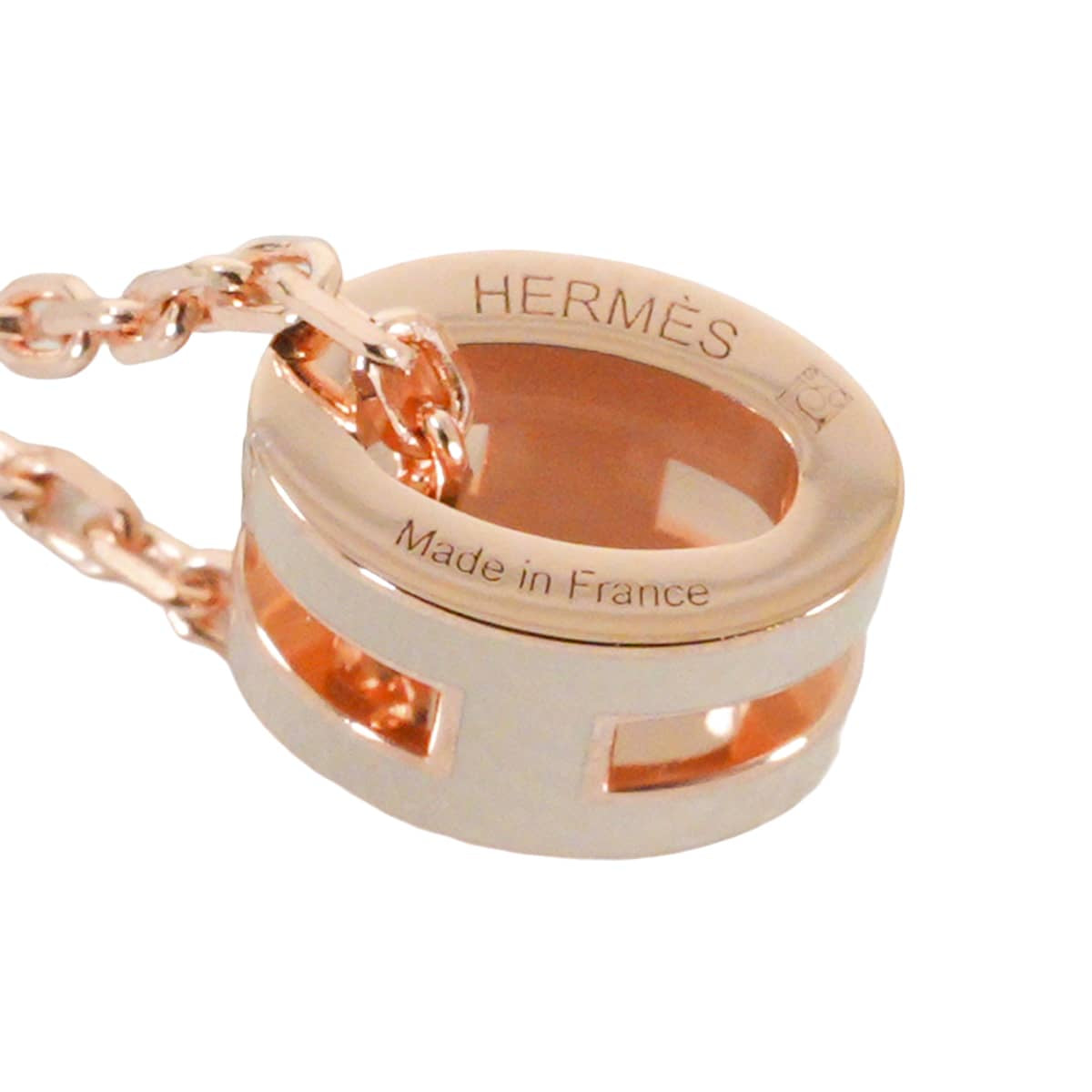 HERMES necklace Mini Pop H Pendant Marron Grace Rose Gold plated/Lacquer[BRAND NEW][Authentic]
