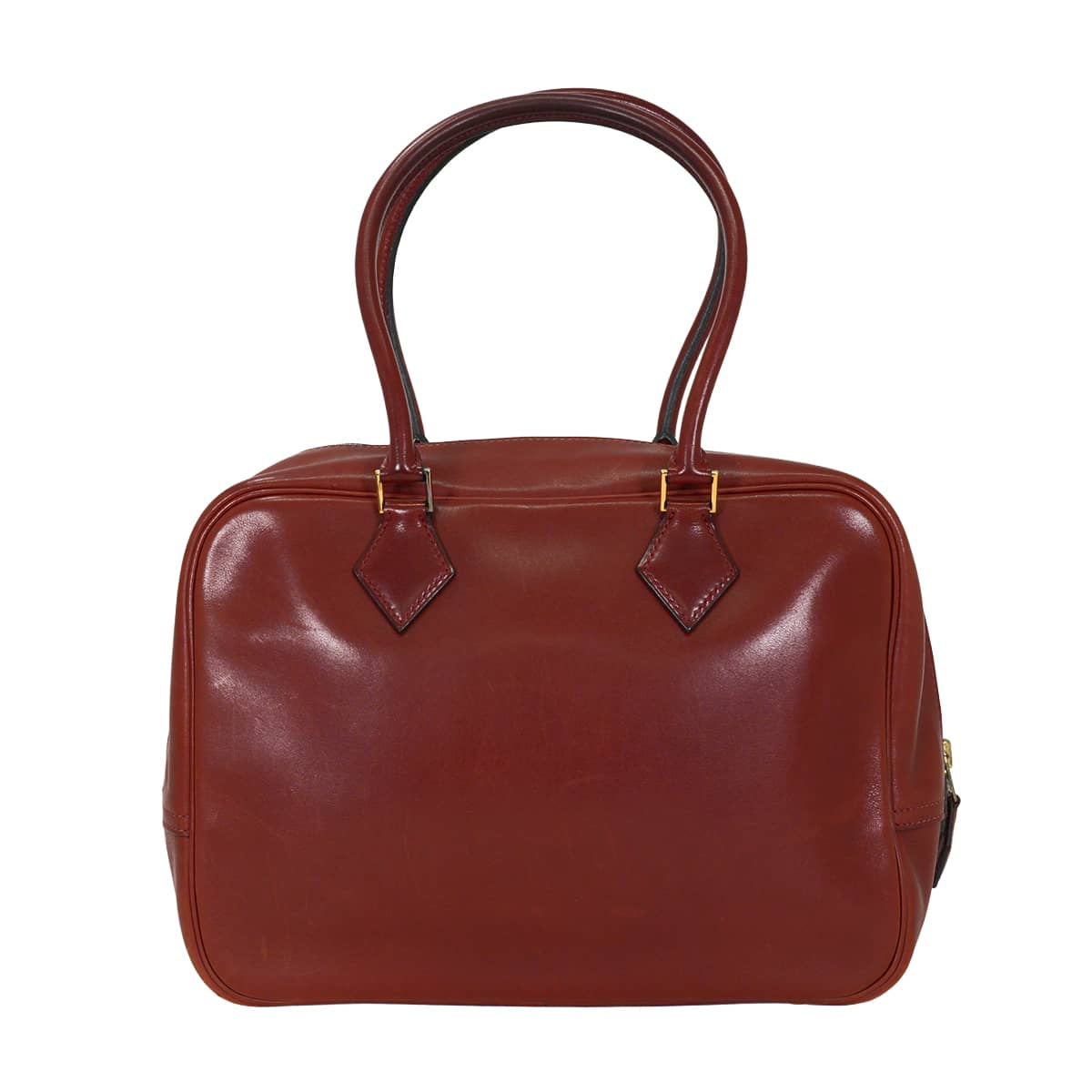 [Pre-loved] HERMES Handbag Plume 28 Rouge Vif Veau Gulliver Gold HW Stamp □G[USED AB][Authentic]