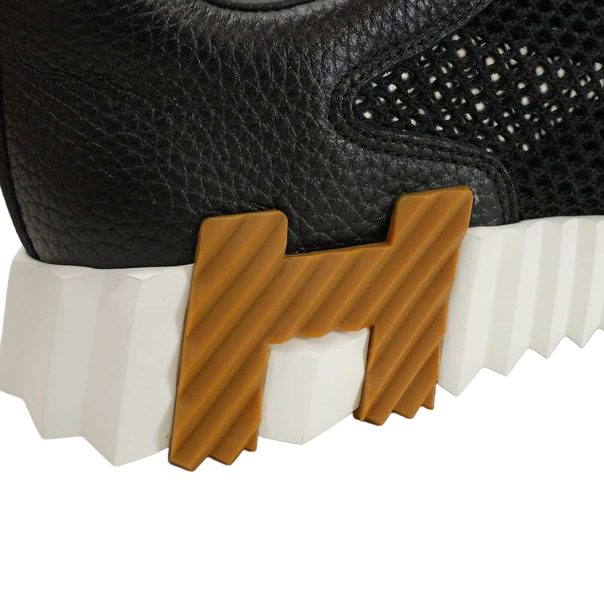 HERMES sneakers Bouncing Noir (Black)/Blanc (White)/Brown Mesh Graphics/Chevre Sport #39[BRAND NEW][Authentic]