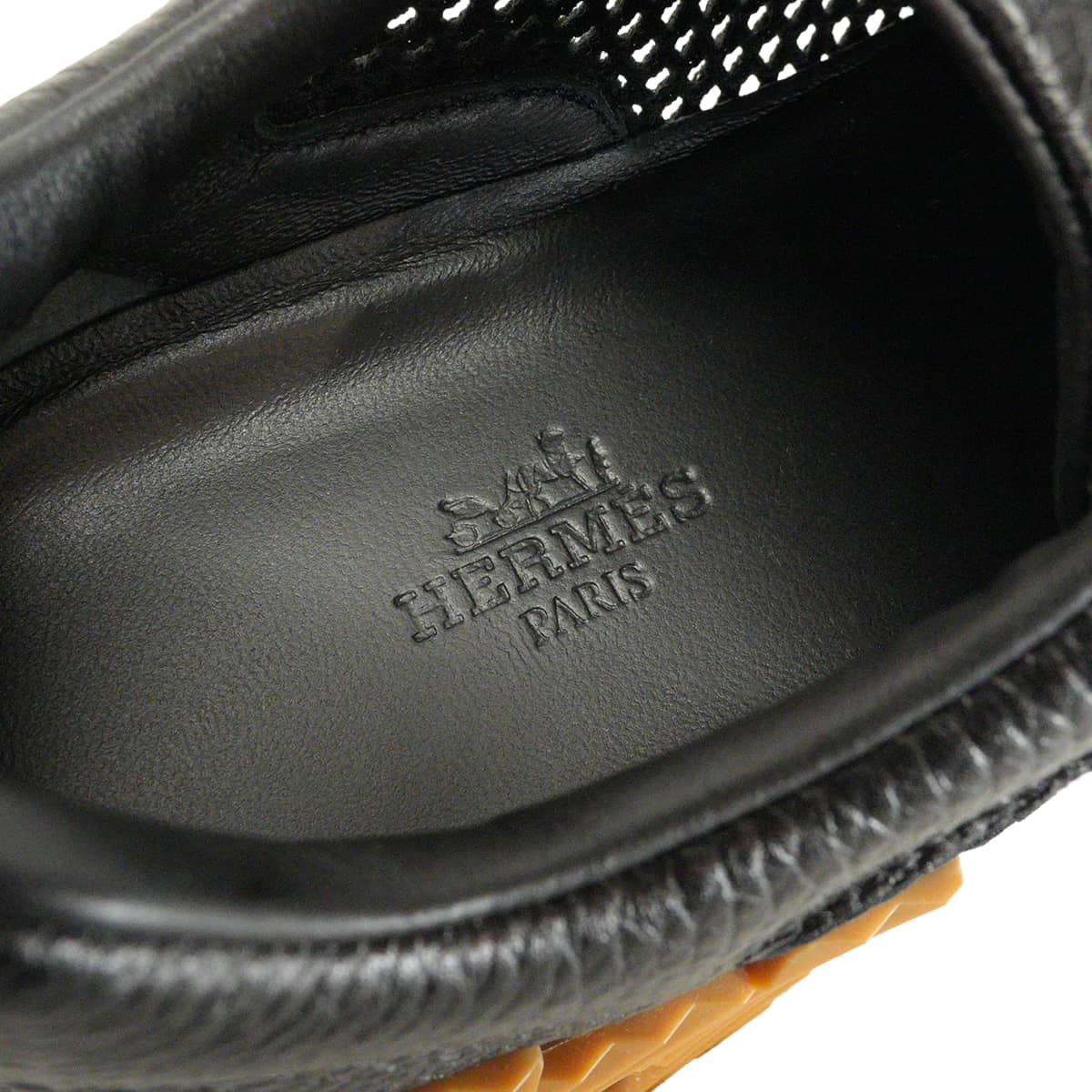 HERMES sneakers Bouncing Noir (Black)/Blanc (White)/Brown Mesh Graphics/Chevre Sport #39[BRAND NEW][Authentic]