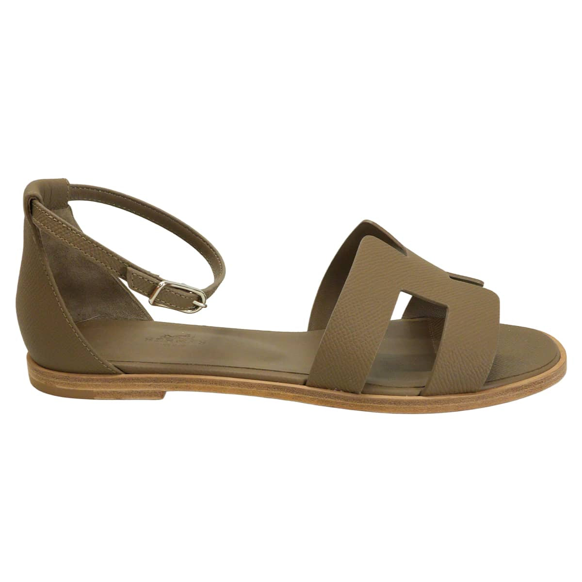 [Pre-loved] HERMES sandals Santorini Etoupe Veau Epsom Carf ＃38.5[LIKE NEW][Authentic]