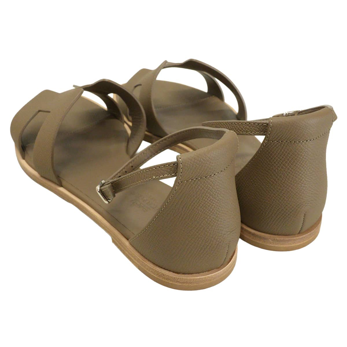 [Pre-loved] HERMES sandals Santorini Etoupe Veau Epsom Carf ＃38.5[LIKE NEW][Authentic]