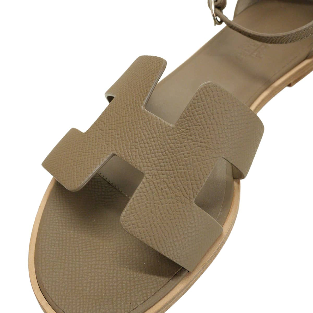 [Pre-loved] HERMES sandals Santorini Etoupe Veau Epsom Carf ＃38.5[LIKE NEW][Authentic]