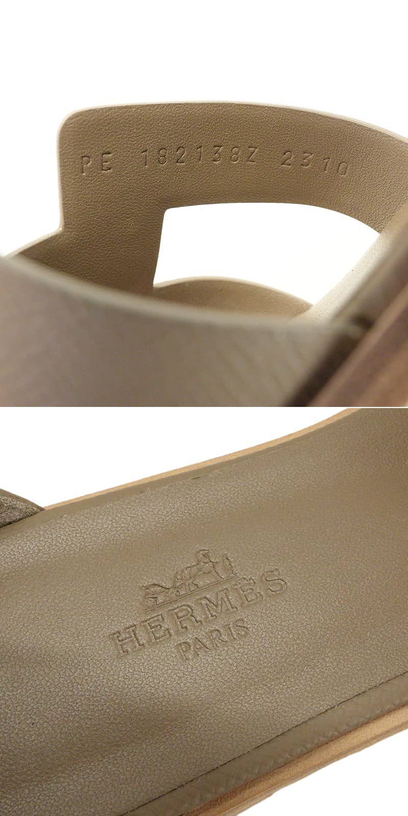 [Pre-loved] HERMES sandals Santorini Etoupe Veau Epsom Carf ＃38.5[LIKE NEW][Authentic]