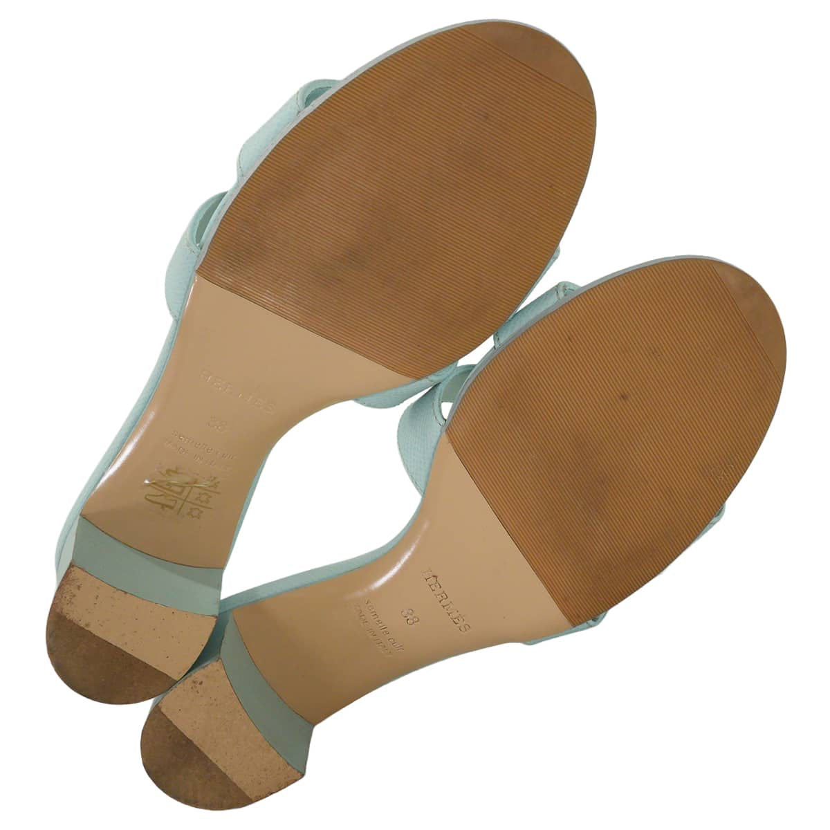 [Pre-loved] HERMES sandals OASIS Aqua Veau Epsom Carf ＃38[LIKE NEW][Authentic]