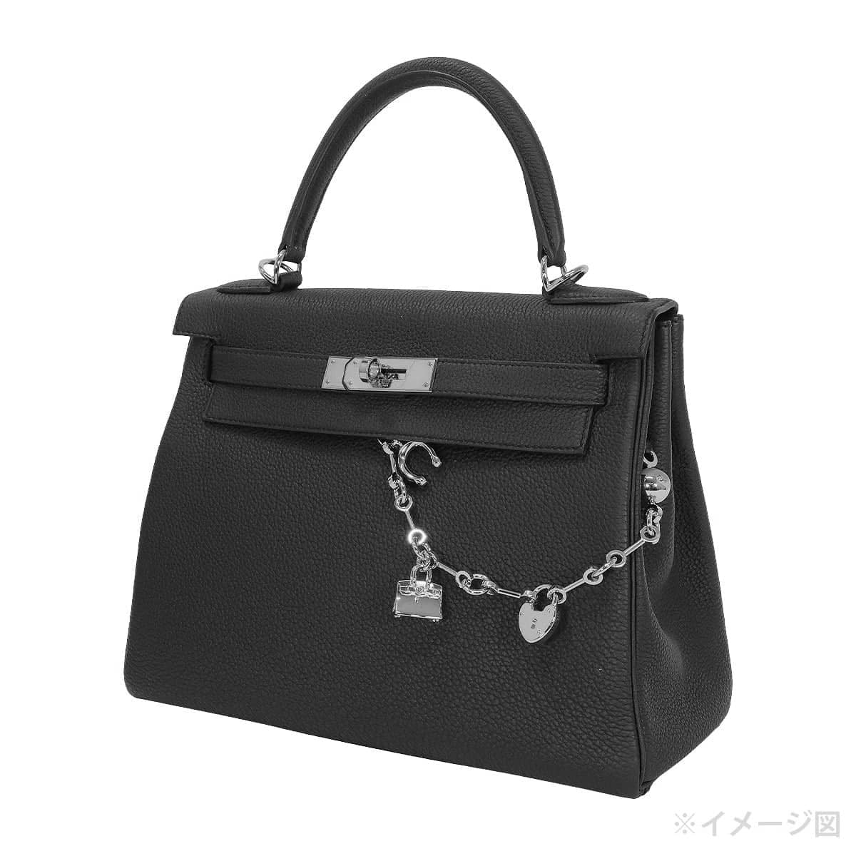 HERMES bag charm Bjiou de Sac Horseshoe Cadena Birkin Apple Rouge de Coeur/Gold Veau Barenia Palladium Silver HW[BRAND NEW][Authentic]