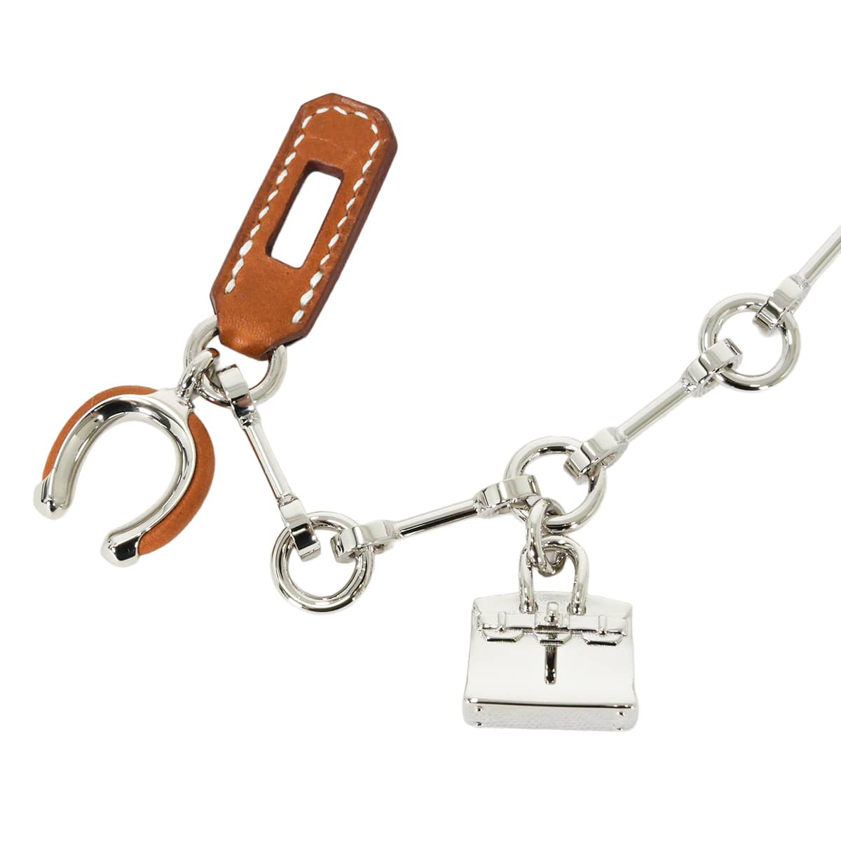 HERMES bag charm Bjiou de Sac Horseshoe Cadena Birkin Apple Rouge de Coeur/Gold Veau Barenia Palladium Silver HW[BRAND NEW][Authentic]