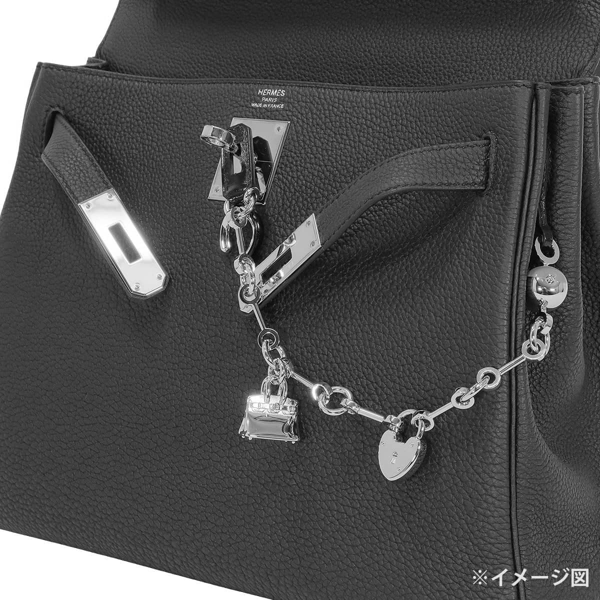 HERMES bag charm Bjiou de Sac Horseshoe Cadena Birkin Apple Rouge de Coeur/Gold Veau Barenia Palladium Silver HW[BRAND NEW][Authentic]