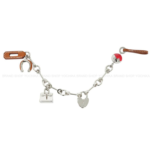 HERMES bag charm Bjiou de Sac Horseshoe Cadena Birkin Apple Rouge de Coeur/Gold Veau Barenia Palladium Silver HW[BRAND NEW][Authentic]