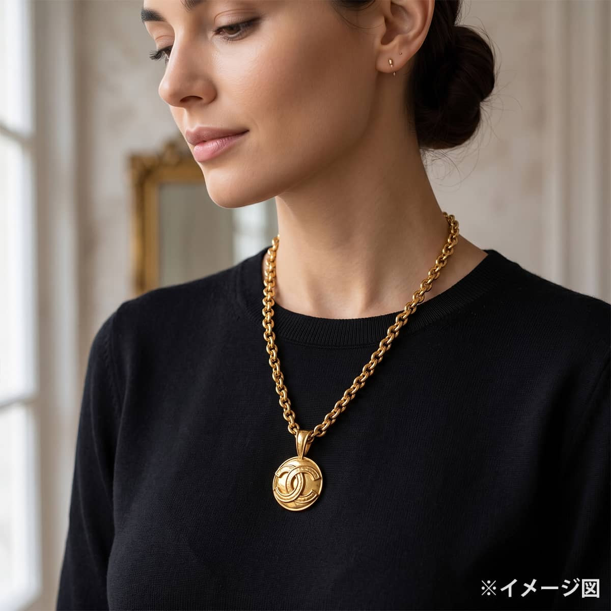 [Pre-loved] CHANEL necklace COCO Mark Round Chain Vintage Gold Gold HW[LIKE NEW][Authentic]