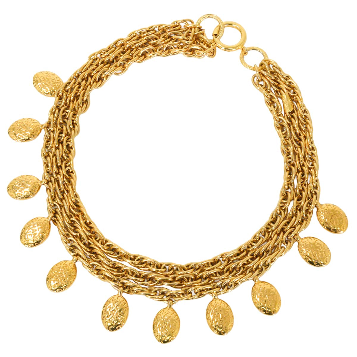 [Pre-loved] CHANEL necklace Triple Medal COCO Mark Chain Vintage Gold Gold HW[LIKE NEW][Authentic]