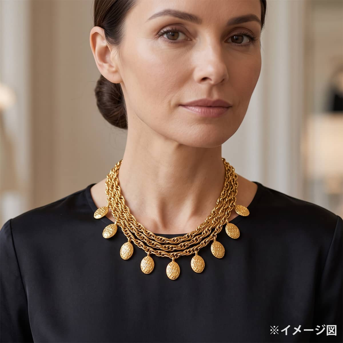 [Pre-loved] CHANEL necklace Triple Medal COCO Mark Chain Vintage Gold Gold HW[LIKE NEW][Authentic]