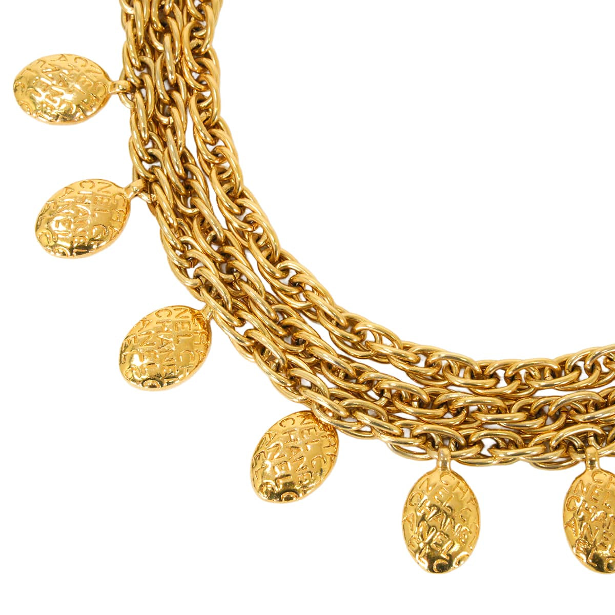 [Pre-loved] CHANEL necklace Triple Medal COCO Mark Chain Vintage Gold Gold HW[LIKE NEW][Authentic]